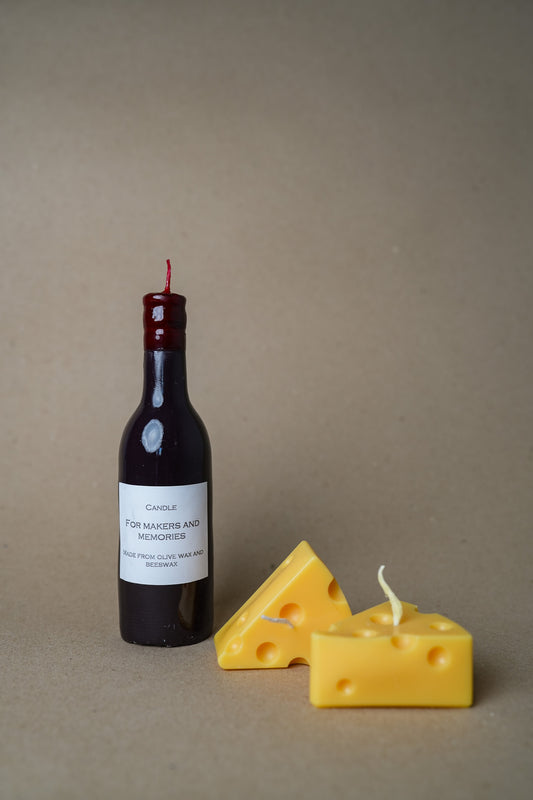 Vīns un siers | bišu un olīvu vaska sveces